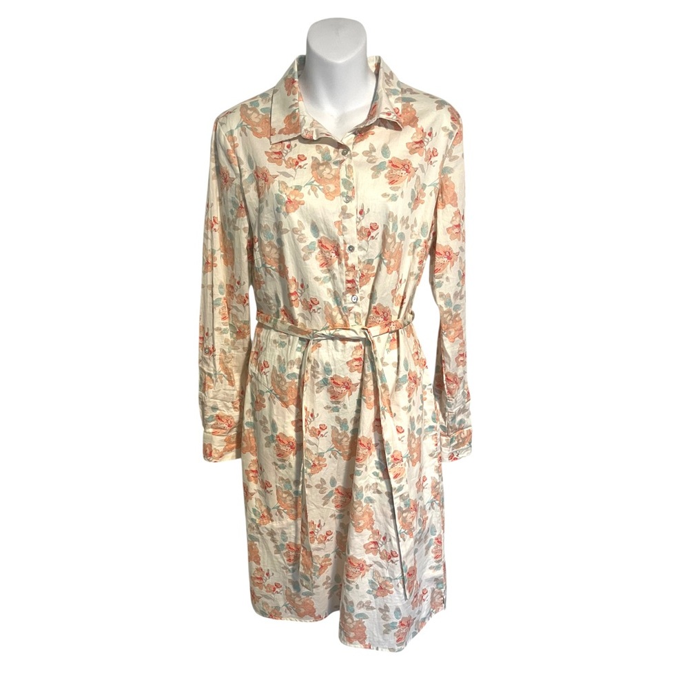 Downeast Floral Midi Button Down Shirt Dress Cottagecore Size Medium